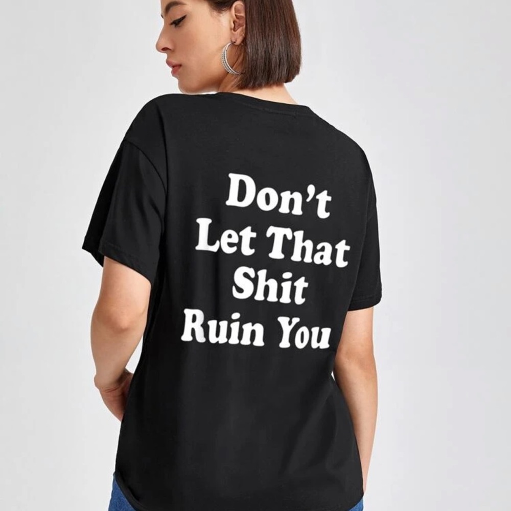 SHEIN X ROPES “Smile More” Drop Shoulder Slogan Graphic Tee T-Shirt Short Sleeve